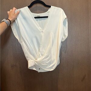 L’Agence Gia Silk Short Cap Sleeve Blouse